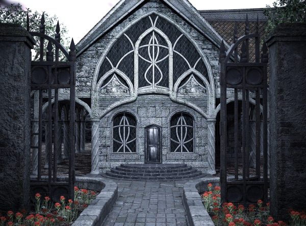 house, fantasy, place, dark, gate, home, building, atmosphere, architecture, villa, strange, door